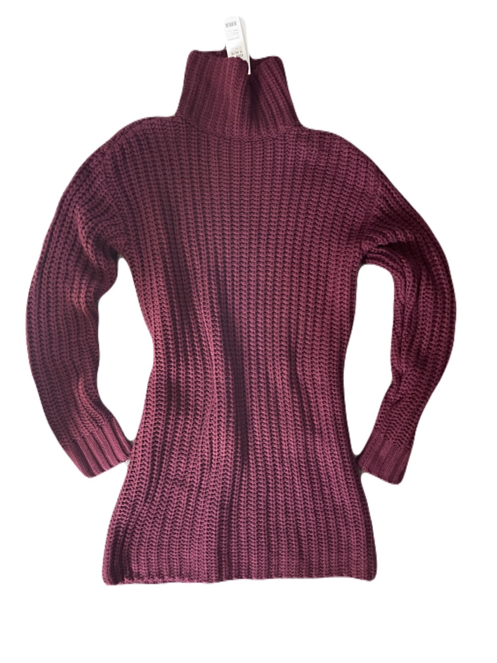 525 Born In BKLYN America Chunky Ribbed Turtleneck Sweater - Burgundy Plum